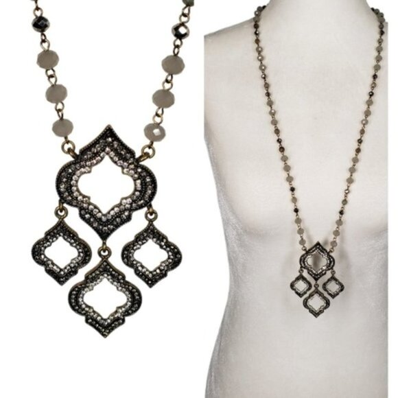 Mythologie Boho Statement Necklace Beaded Crystal Rhinestone Pendant Gol… - Picture 1 of 12